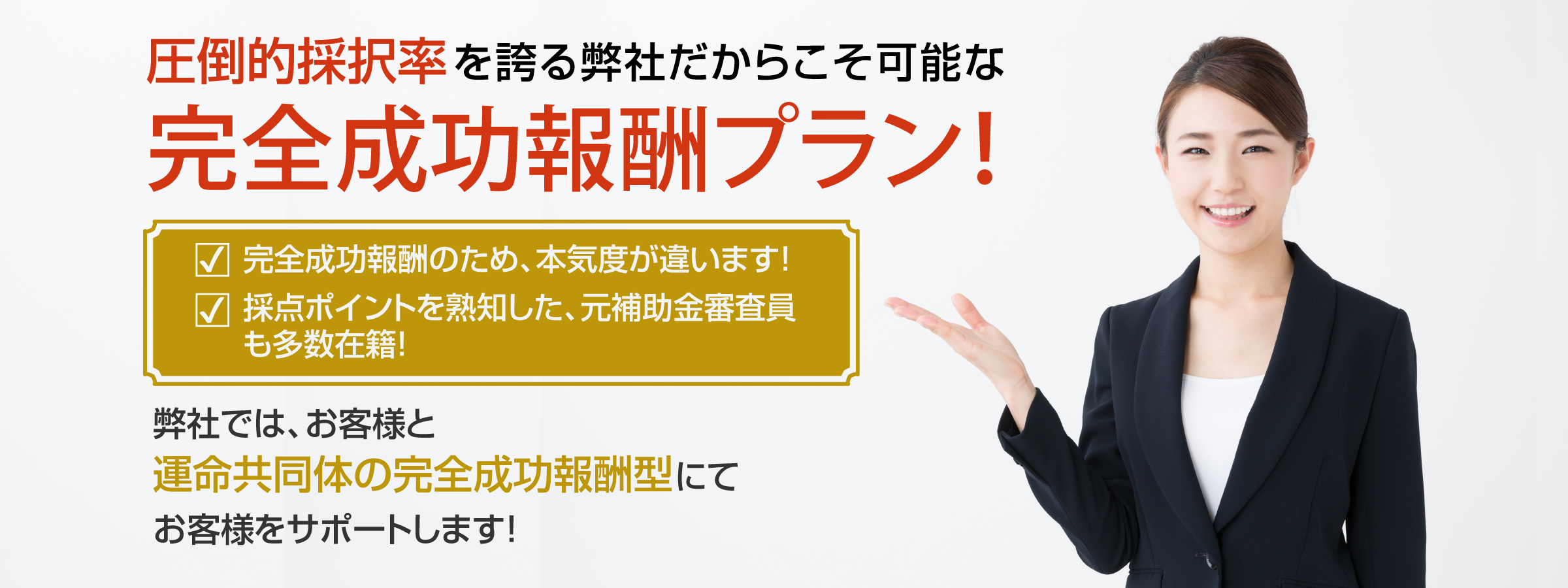 完全成功報酬で補助金申請いたします